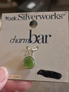 Belk Silverworks Charm Bar Pendant Charm August Light Green Peridot Silver Plate